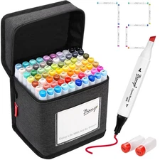 72 Colors Alcohol Markers Set, Dual Tip Art Markers with Bullet & Chisel Tips...