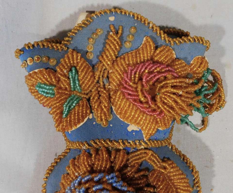 Антикварная индейская ирокезская булавка для обуви Haudenosaunee ca. 1890-е бисер - Изображение 2 из 4