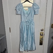VTG Dance Allure Alfred Angelo Juniors Elegant Baby Blue Dress Prom W/Bow Sz 8?