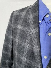 Banana Republic X Marzotto 42S Gray Glen Plaid Flannel Jacket Sport Coat Blazer