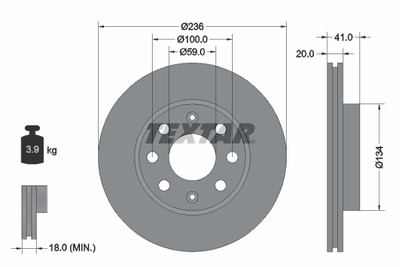 TEXTAR 92133400 Bremsscheibe für CHEVROLET,CHEVROLET (SGMW),DAEWOO,HOLDEN