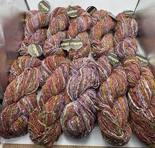 Noro Kogarashi Yarn Silk Wool Blend 10 Skeins 7 Teal Orange Pink Bulky 165 Yds