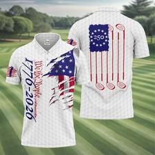 We The People Golf Tops For Men 250 Years Of America Golf Shirt 4th Of July Polo