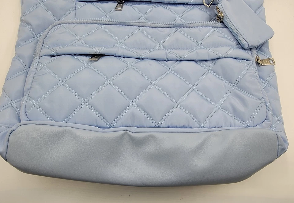 Bolso Bandolera Steve Madden BTeam Acolchado Para Mujer Azul Claro Cremallera Top Foto 3 de 4