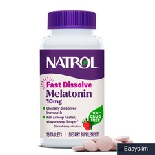 Melatonin 10mg Sleep Supplement, 75 Count, Fast Dissolve Strawberry