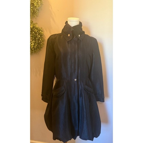 Due Pur Due Jacket Black Mock button neck cinched waist Medium Vintage