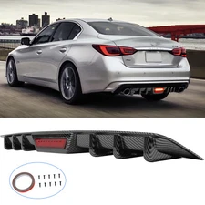 For Infiniti Q40 Q50 Q60 Q70 Carbon Fiber Rear Bumper Diffuser LED Brake Light