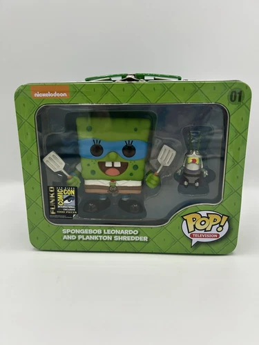 Funko POP! Spongebob Leonardo & Plankton Shredder TMNT Lunchbox SDCC 2014 LE1000