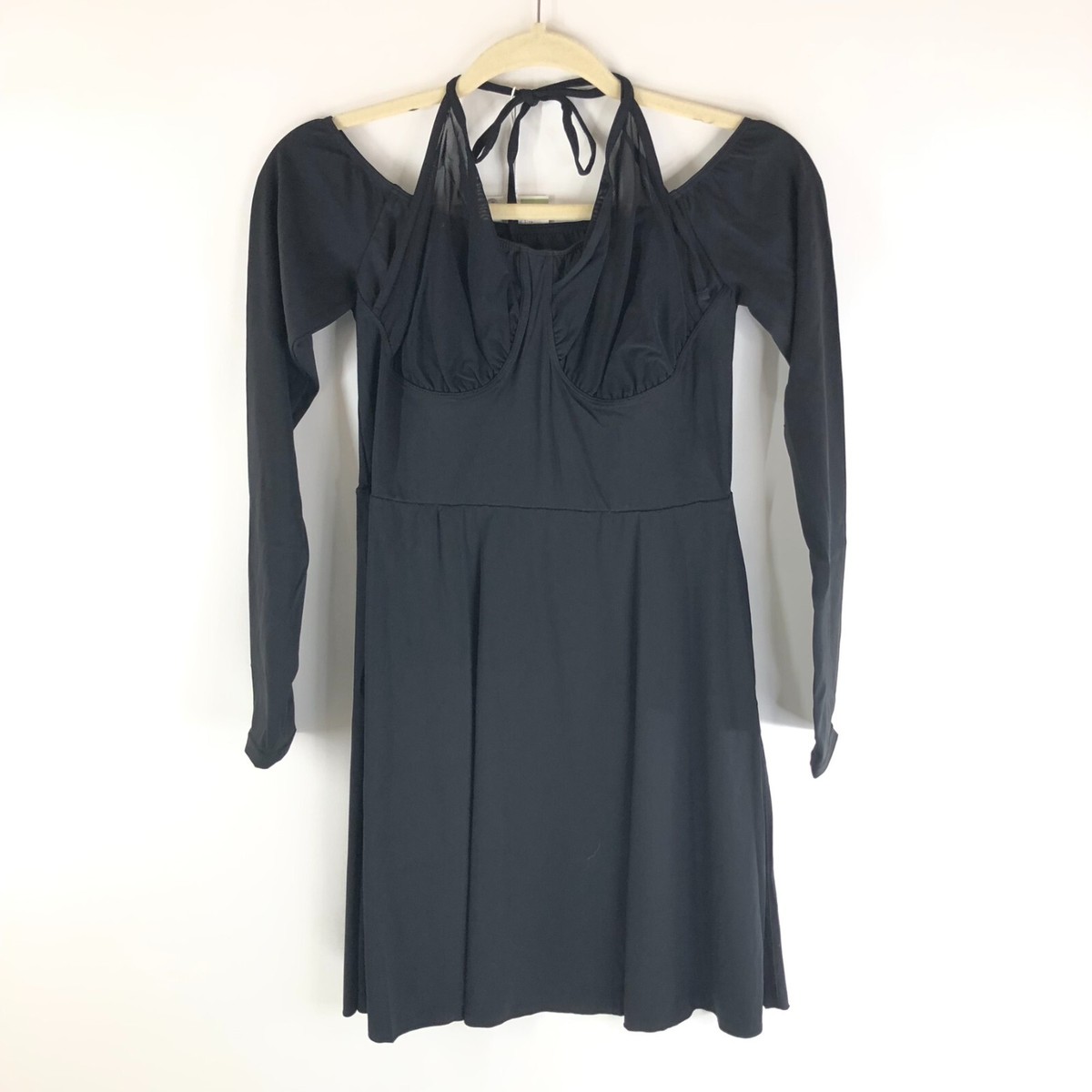 open lace back dress Zoella Black Off The Shoulder Mini Dress main image 1