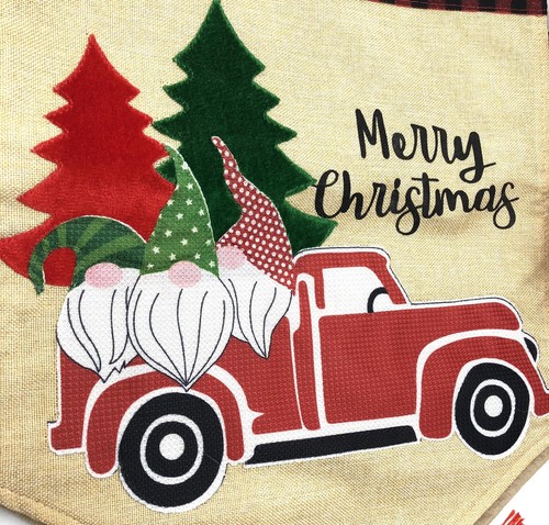 Merry Christmas Farmhouse Red Tuck/Trees table runner Holiday Decor, 3D Pattern - Picture 6 of 10