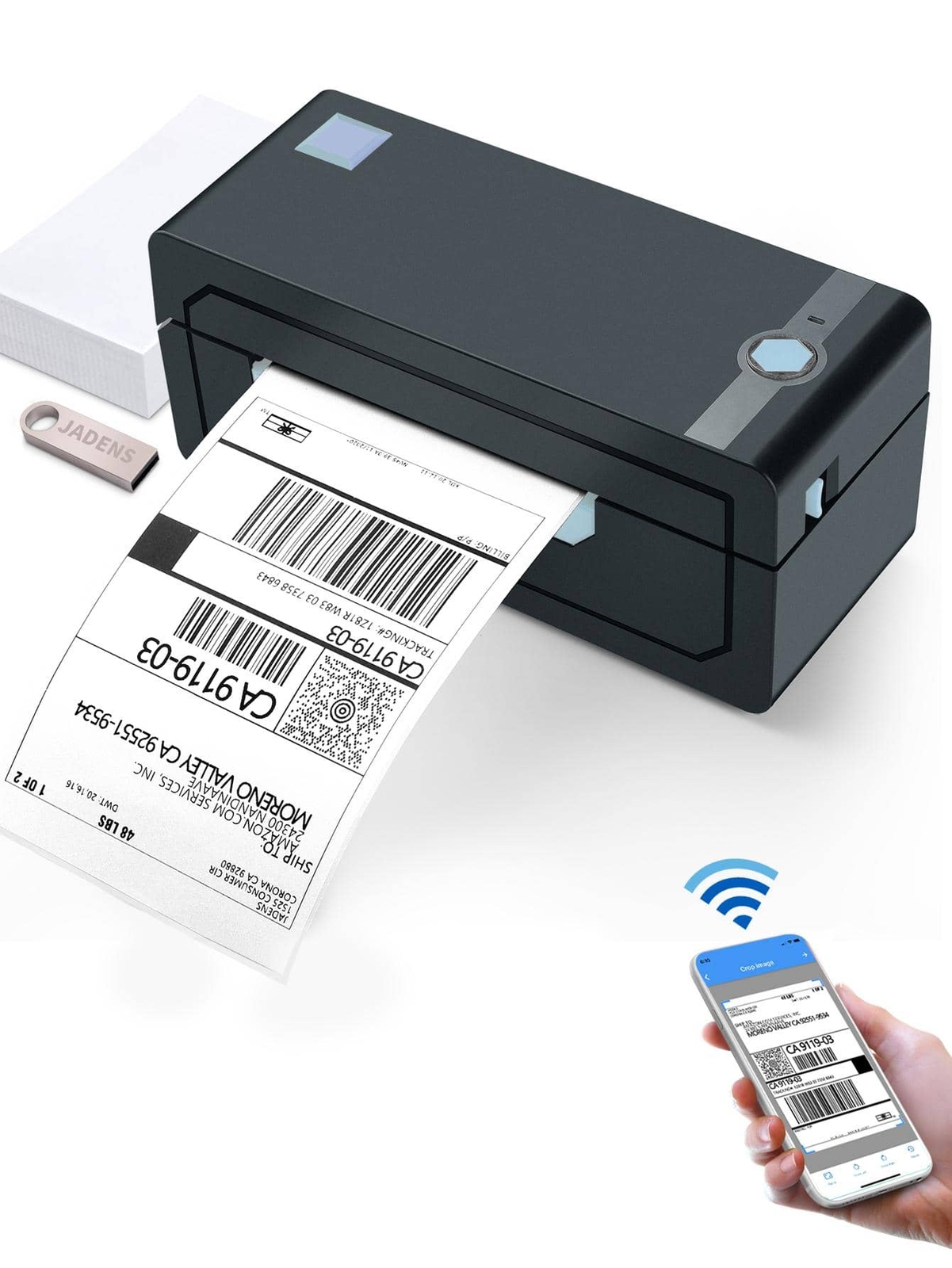 JADENS Bluetooth Thermal Shipping Label Printer – Wireless 4x6 Shipping