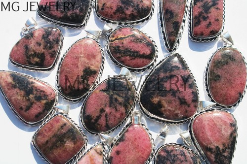 Natural Rhodonite Gemstone 925 Silver Plated Pendants 250 Pcs Lot MFA935 - Picture 3 of 5