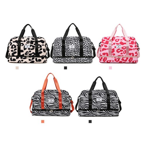Borsa da viaggio donna leopardata impermeabile borsetta palestra sport asciutto bagnato separazione - Foto 3 di 29