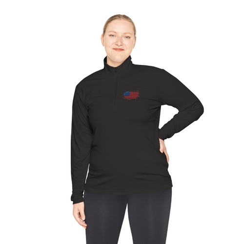 American Lives Matter Patriotic Flag Regular Fit Unisex Quarter-Zip Pullover - Picture 4 of 5