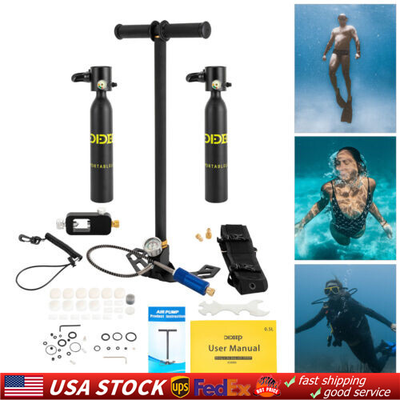 #ad #ad 2* 0.5L Diving Oxygen Tank Cylinder Underwater Breathing Diving Tank with Pump $233.02