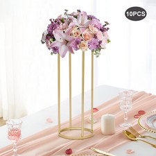 10Pcs 23.6'' Metal Column Flower Vase Holder Flower Floor Stand Gold Flower Rack