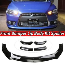 For 2008-15 Mitsubishi Lancer Front Bumper Spoiler Lip Gloss Black 4pcs Body Kit