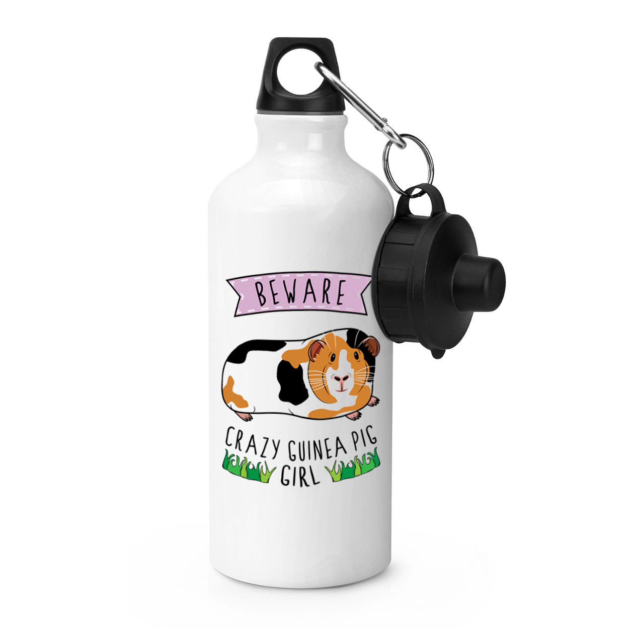 Beware Crazy Guinea Pig Girl Sports Drinks Bottle Camping - Funny Animal Pet