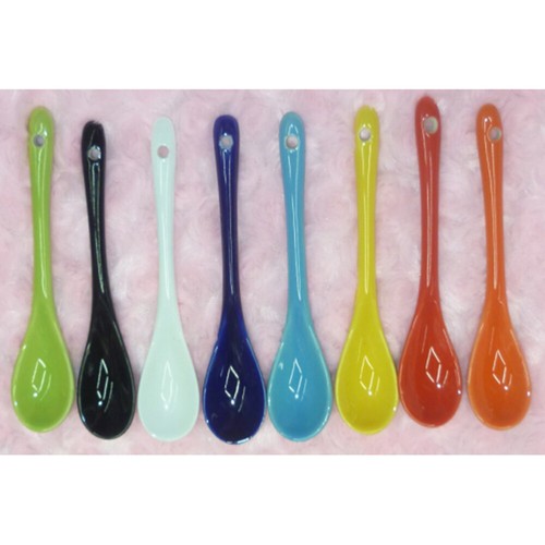 8pcs Ceramic Spoons 13cm Colorful for Soup Coffee Tea Kitchen Table - Picture 2 of 11