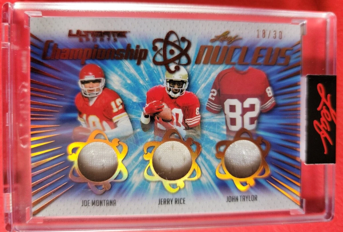 JOE MONTANA Jerry Rice JOHN TAYLOR GAME USED JERSEY CARD d18 30