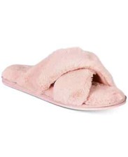 INC INTERNATIONAL CONCEPTS Faux-Fur Cross Band Slippers XL 11-12 Pink