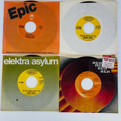 George Jones 45 Singles Record Set Of 4 Her Name Is A Day In The Life Of A Fool