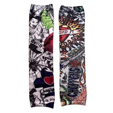 Tattoo Cooling Arm Sleeves Basketball Outdoor Sport Sun UV Protection 2pcs 