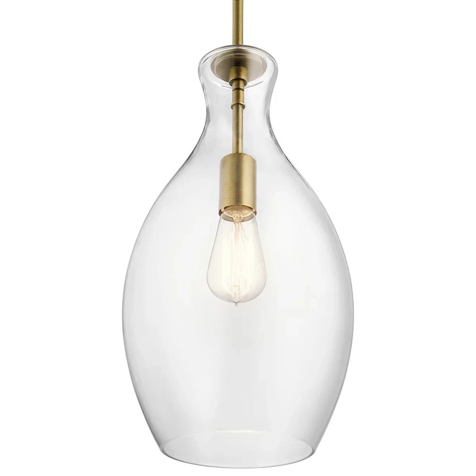 NUEVO Kichler Everly Latón Natural Moderno/Contemporáneo Vidrio Transparente Campana Luz LED. Foto 2 de 3