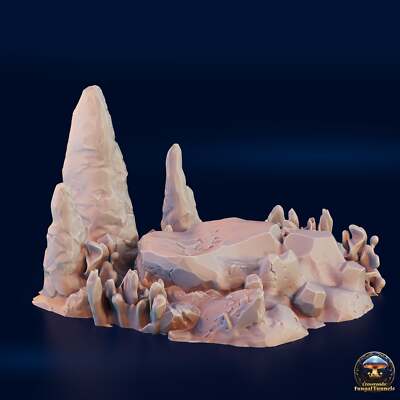Large Stalagmites with Boulder and Fungus - Crossroads Fungal Tunnels - 3DHexes 