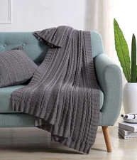  VCNY Home | Dublin Collection | Throw Blanket - 100% Cotton in Cable Knit Weave