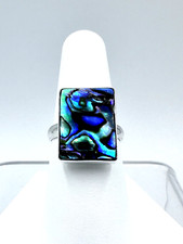Sterling Silver Abalone Ring Size 8 --12.5 x 16.5 mm