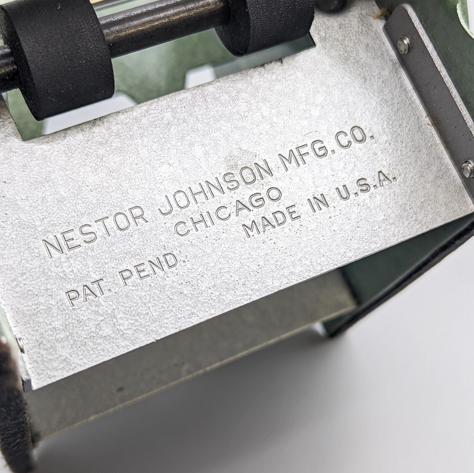 Vintage Nestor Johnson Hand Crank Card Shuffler Green Metal Made In USA