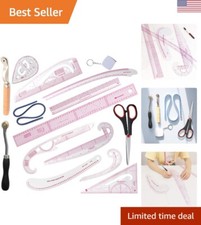 French Curve Ruler for Pattern Making, 15 Pieces Clear Sewing Ruler Set for B...