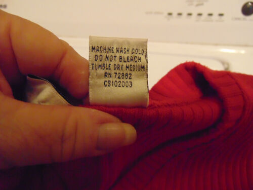 Mode Bug Vintage Damen großer Strickpullover rot und schwarz gestreift V-Ausschnitt - Bild 6 von 9