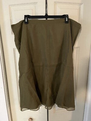 Terry Lewis Green Silk Skirt 2X NIB 494641