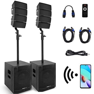 Pyle 1320W PA Speaker Set w/2x 12'' Sub, 8x 4  Speaker, 2x Stand, Cable, Remote