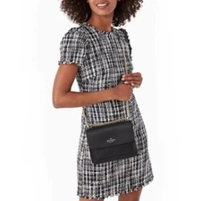 Kate Spade Remi Flap Chain Crossbody Box Handbag Leather Black NWT