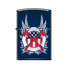 Zippo Windproof Lighter Firefighter Design Blue Metal Finish Genuine 239-051786