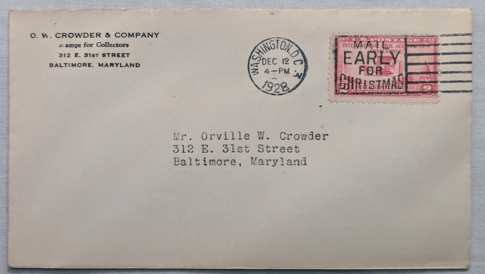 FDC Sc # 649-50 Matching Cover Pair - Orville Crowder - 12/12/1928 - Image 4 of 4