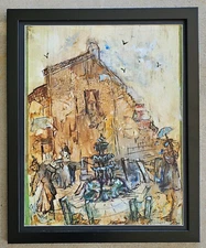 ORIGINAL MIXED MEDIA PAINTING by JAMES HOUPT (1935-2022, PORT ORANGE ~ FLORIDA)
