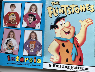 The Flintstones STRICKMUSTER 9 Intarsien Pullover Fred Barney Dino Kennedy 1994