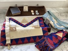 Vintage FREEMASON Regalia. Original leather case. collection Circa 1920