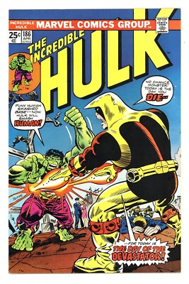 INCREDIBLE HULK #186 8.5 DEATH OF THE DEVASTATOR OW/W PGS 1975 C