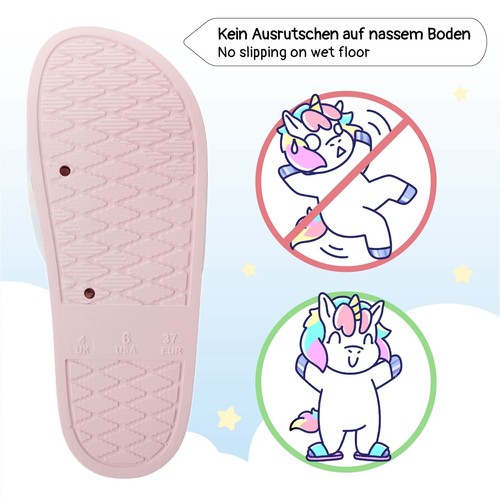 Damen Badeschuhe Einhorn Bade-Latschen Bade-Schlappen Hausschuhe Mädchen Slipper - Bild 4 von 12