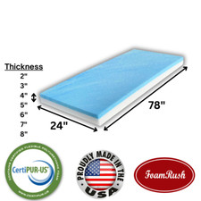 FoamRush 24" x 78" Cool Gel Memory Foam Seat Cushion Replacement Medium Firm USA
