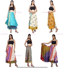 Indian Lot 10 PC Silk Skirt Wrap Women Beach Party Long Skirt Beach Wear