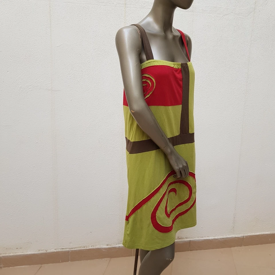 Ungewöhnliches Trägerkleid von Coline, L / 40, grün, rot, braun - Bild 4 von 4