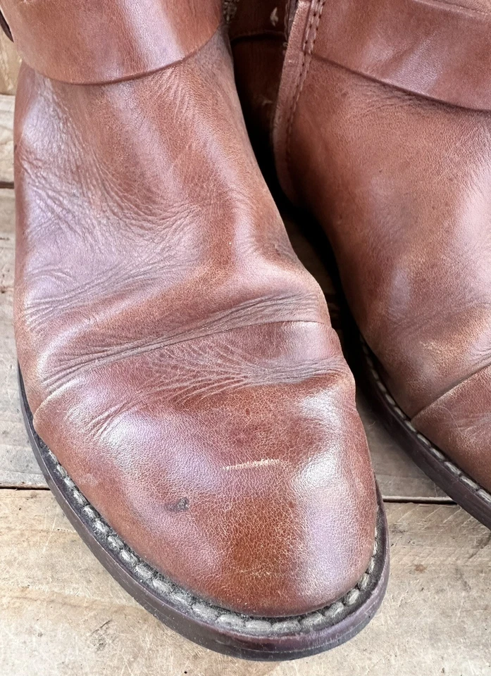 Botas de montar halógenas marrón para mujer 9,5 M detalles con hebilla BOHO Foto 3 de 4