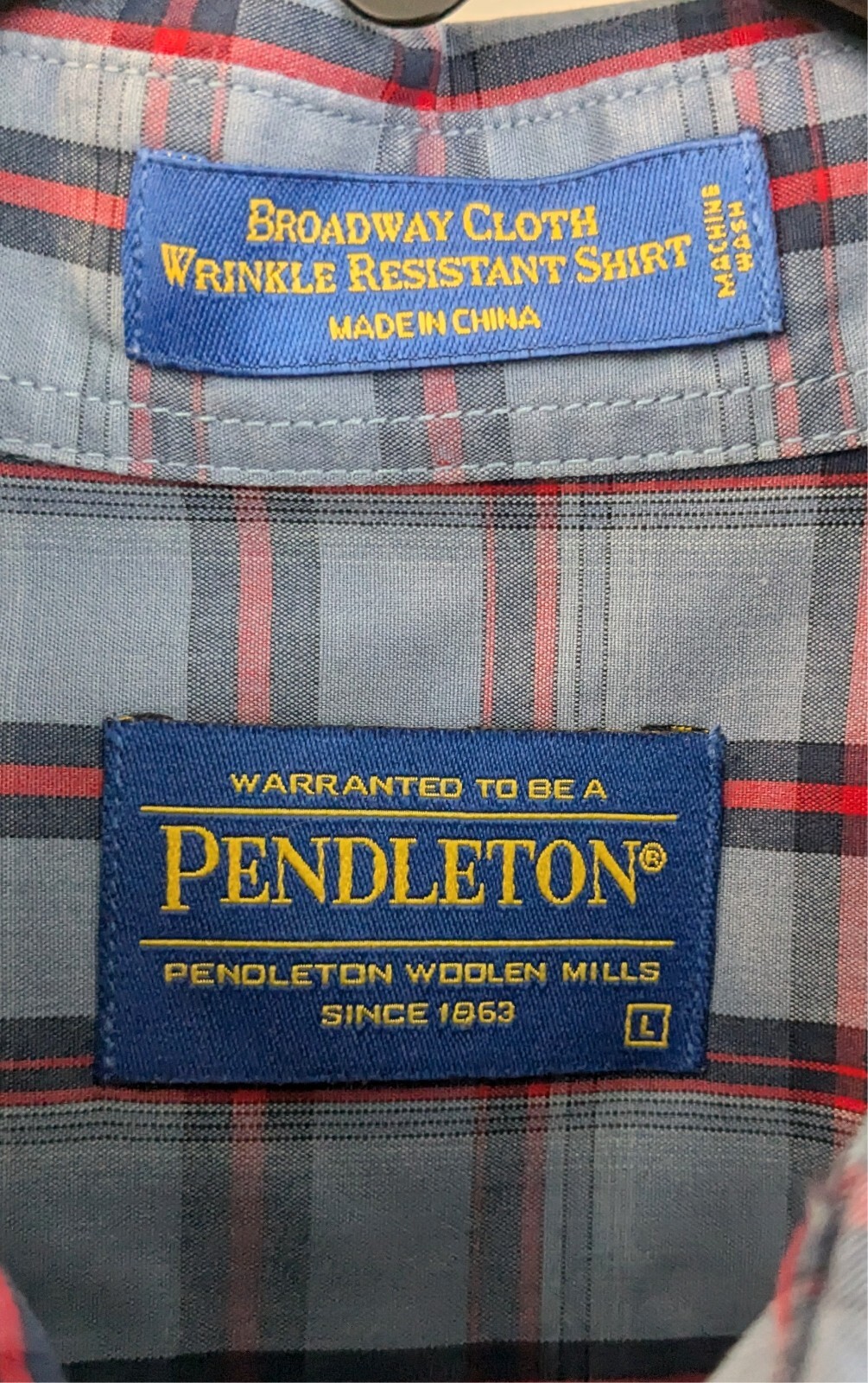 Pendleton Button-Down Shirt in Blue Red Check Pla… - image 3
