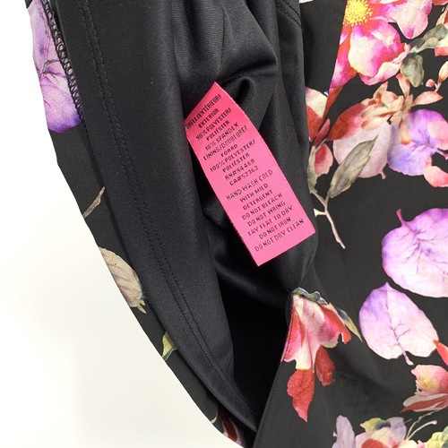 Betsey Johnson Dress Womens 6 Black Floral Print Sheath Cap Sleeve Lined - Picture 10 of 10